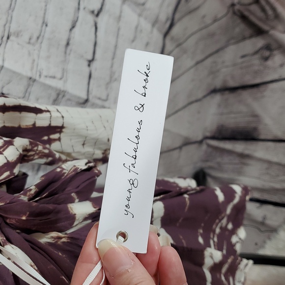 Young Fabulous & Broke Plum and Cream Faux Wrap Dress Size M NWT - Picture 2 of 14